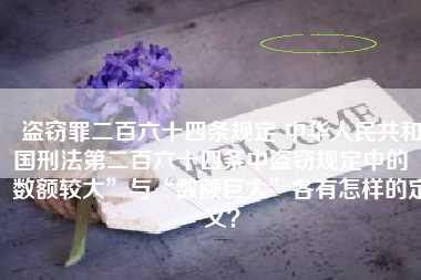 盗窃罪二百六十四条规定 中华人民共和国刑法第二百六十四条中盗窃规定中的“数额较大”与“数额巨大”各有怎样的定义？