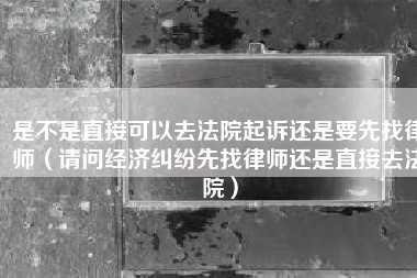 是不是直接可以去法院起诉还是要先找律师（请问经济纠纷先找律师还是直接去法院）