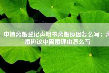 申请离婚登记声明书离婚原因怎么写；离婚协议中离婚理由怎么写