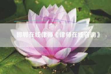 邯郸在线律师《律师在线咨询》