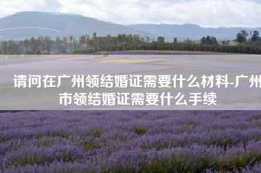 请问在广州领结婚证需要什么材料-广州市领结婚证需要什么手续