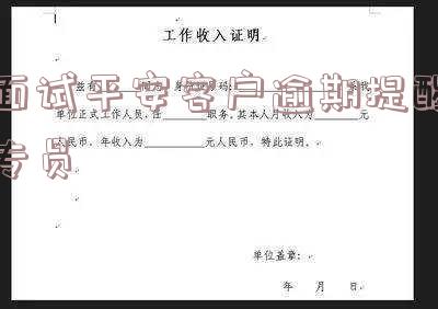 面试平安客户逾期提醒专员